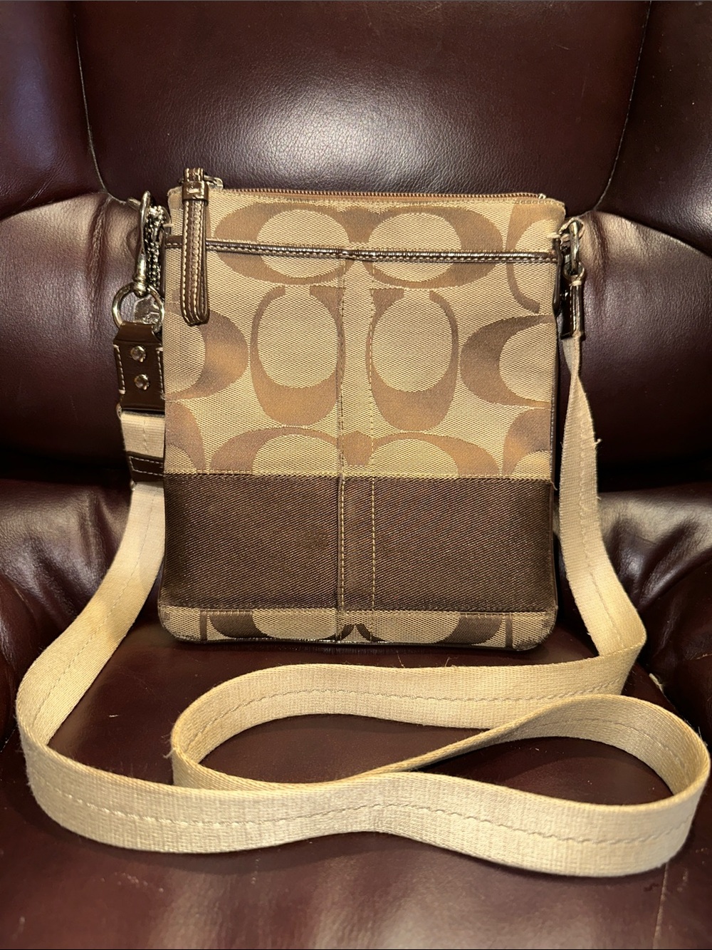 Coach Signature Canvas & Leather Crossbody Bag